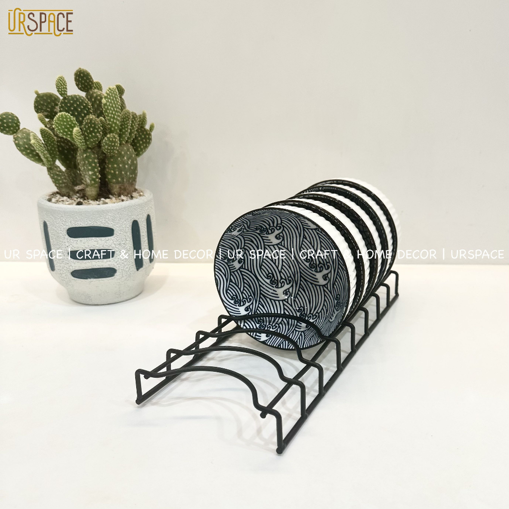 Kệ phơi chén dĩa đa năng URSPACE bằng sắt màu đen nhỏ gọn / Kitchen Dish Drain Racks