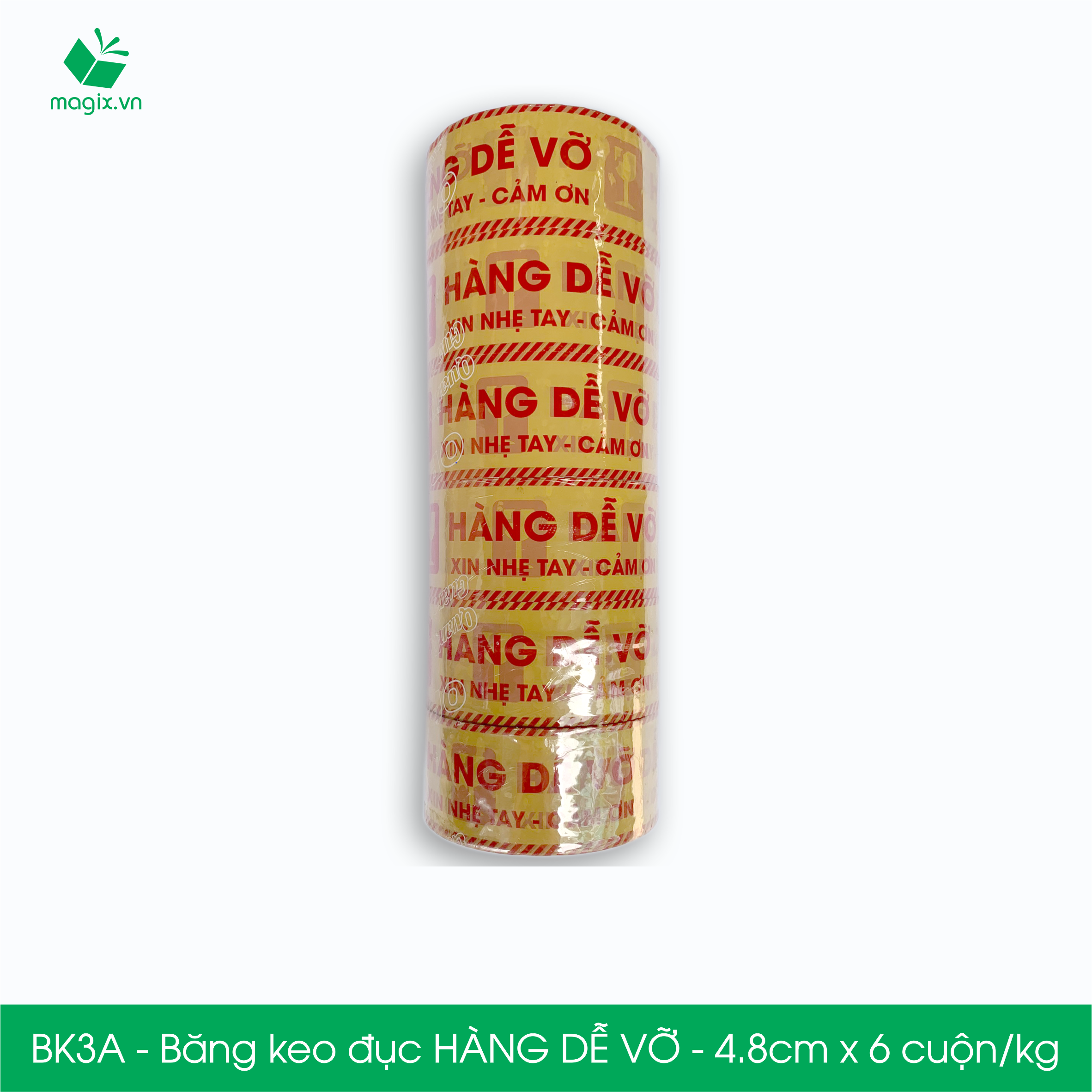 BK3A - Băng keo đục HÀNG DỄ VỠ - Băng dính NIÊM PHONG - 3 cuộn