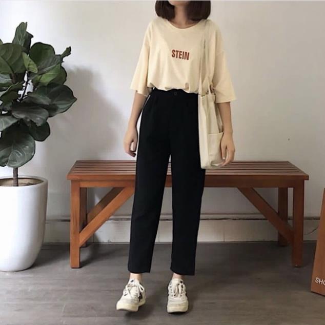 Quần baggy vải nữ 1HITSHOP quần tây dài chất tuyết mưa l1 dày đẹp siêu bền màu đen 3 size S M L