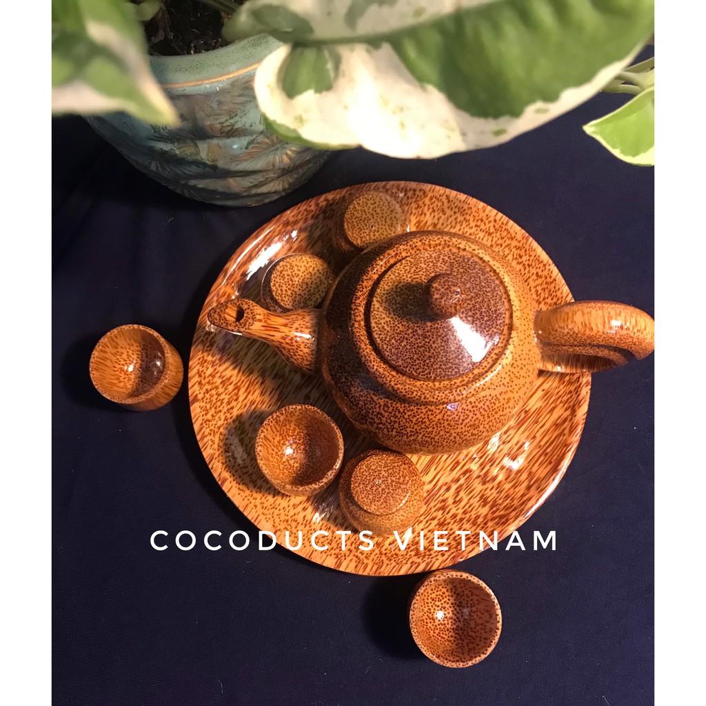 Bộ bình trà gỗ dừa tròn loại 1