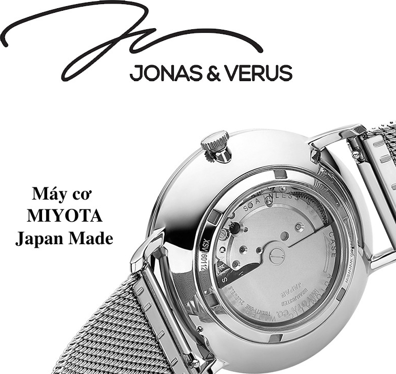 Đồng hồ đeo tay Nam hiệu JONAS &amp; VERUS Y01563-A0.WWLBW, Máy Cơ (Automatic), Kính mo tráng sapphire, Dây Lưới thép không gỉ 316L