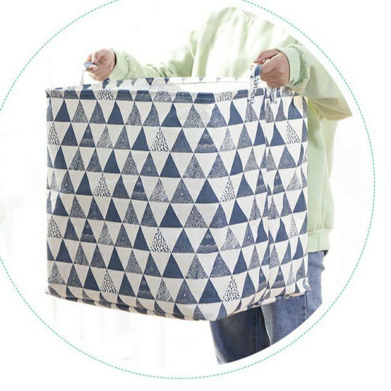 Túi đựng quần áo mùng mền loại lớn dây rút 100L - Túi vải vintage đựng chăn mền drap có quay xách khung sắt chắc chắn.