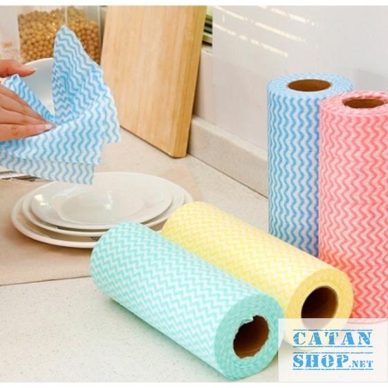 Giấy cuộn đa năng, khăn lau bếp, lau bàn , lau tay có thể giặt và tái sử dụng cuộn 20cm và 25cm dạng sóng màu