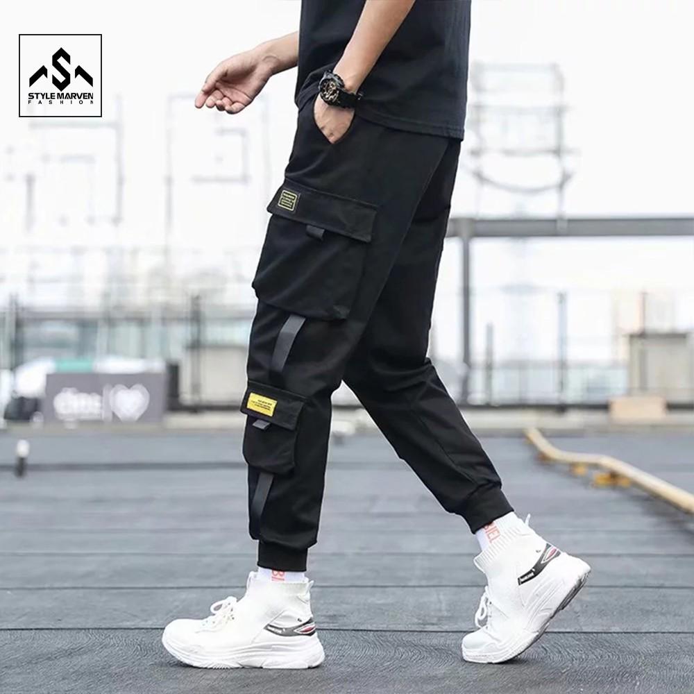 Quần jogger nam kaki túi hộp STYLE MARVEN nối dây thể thao cá tính - QUAN SM055