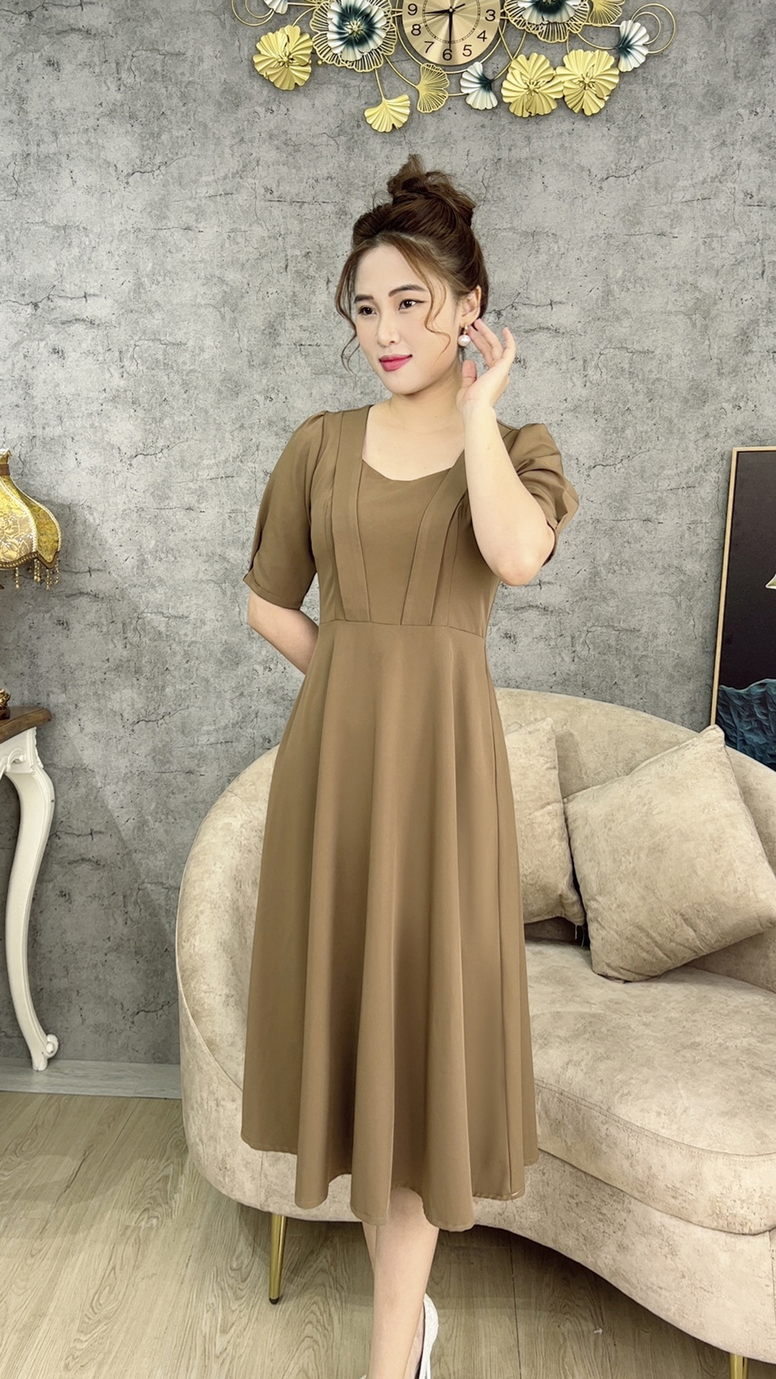 Đầm Trung Niên [ Linh Trà ] (TM 438) Chéo Ý Trẻ Trung Thiết Kế Trang Nhã Thanh Lịch Đi Làm Đi Tiệc