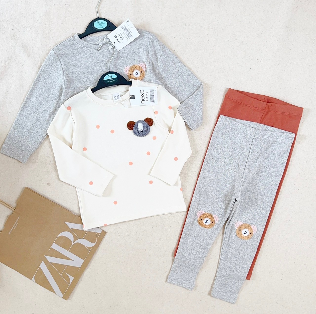 Set 2 bộ cotton dài tay trẻ em hoạ tiết gấu 10-25kg