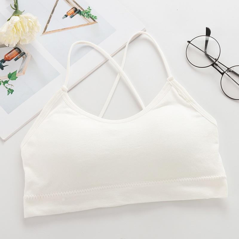 Áo Bra 2 dây Cotton Không gọng sợi bún, dây lưng đan chéo, hởlưng mút đệm có thể tháo dời QuyếnRũ Nữ Women Top
