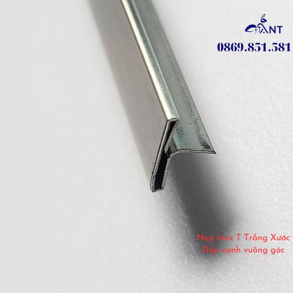 Nẹp Inox T25 Trắng Xước, Nẹp trang trí, nẹp bảo vệ, nẹp inox T25 bào chấn vuông cạnh, dày 0.8, thanh dài 2m44