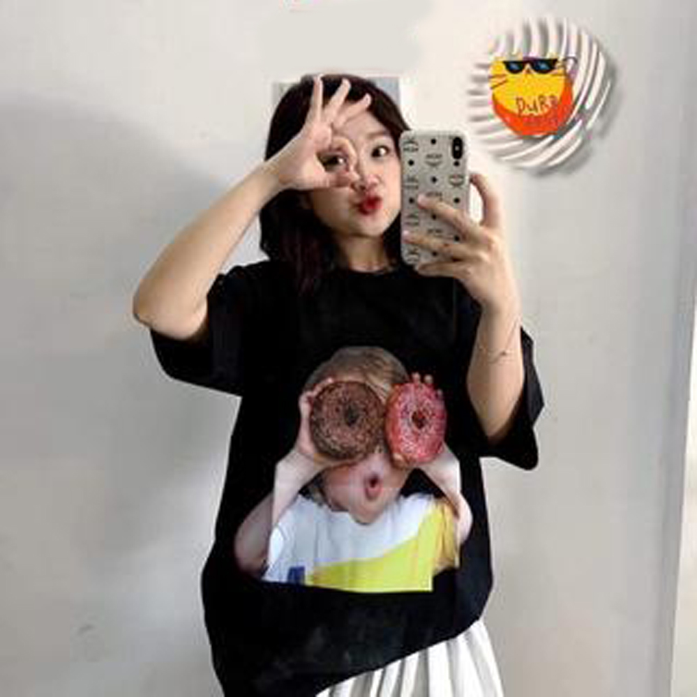 Áo thun cậu bé bánh donut vải cotton khô 3158, mẫu áo thun unisex form rộng vải dầy babyface hot trend WinBeen