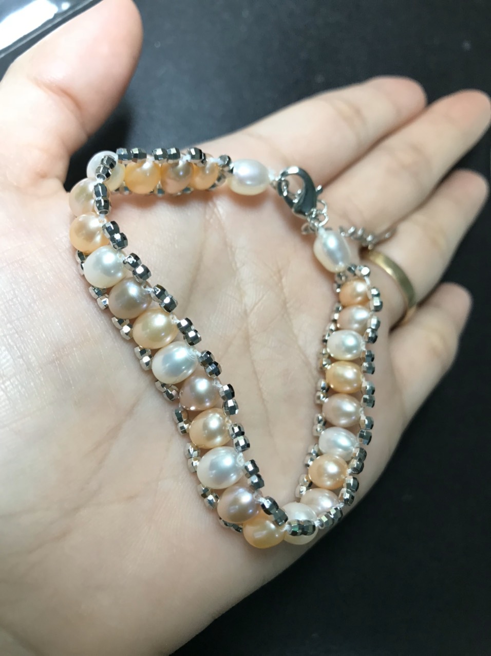 Vòng tay ngọc trai mix charm 925