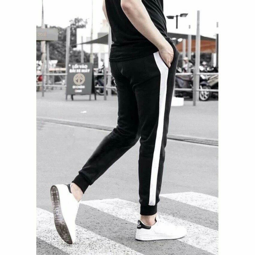 Quần Jogger Nam Nữ phong cách thể thao Hiphop phối vạch trắng phong cách Hàn Quốc, vải dày mịn Unisex aloha style