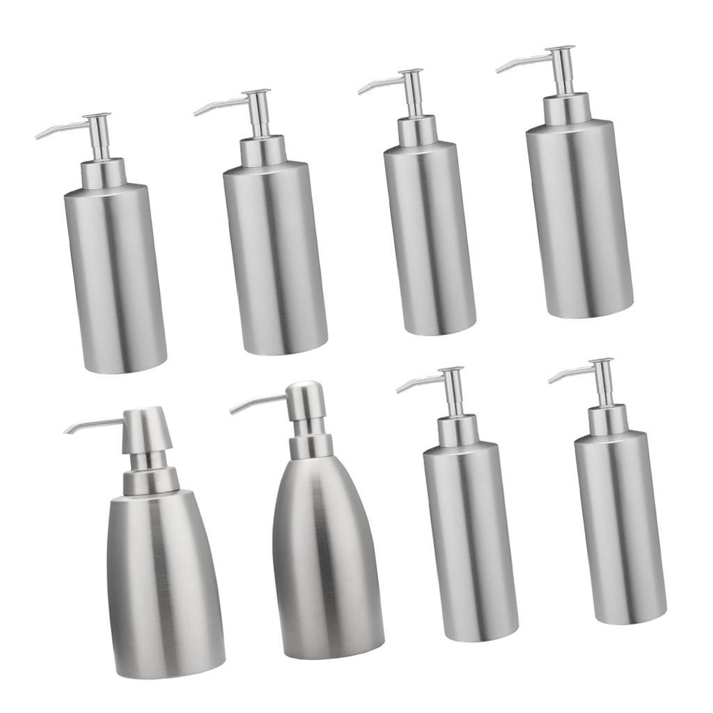 Silver Countertop Soap Dispensers Lotion Bottle with Rust Proof Stainless Steel Pump, Lotion/Soap Dispenser for Kitchen or Bathroom