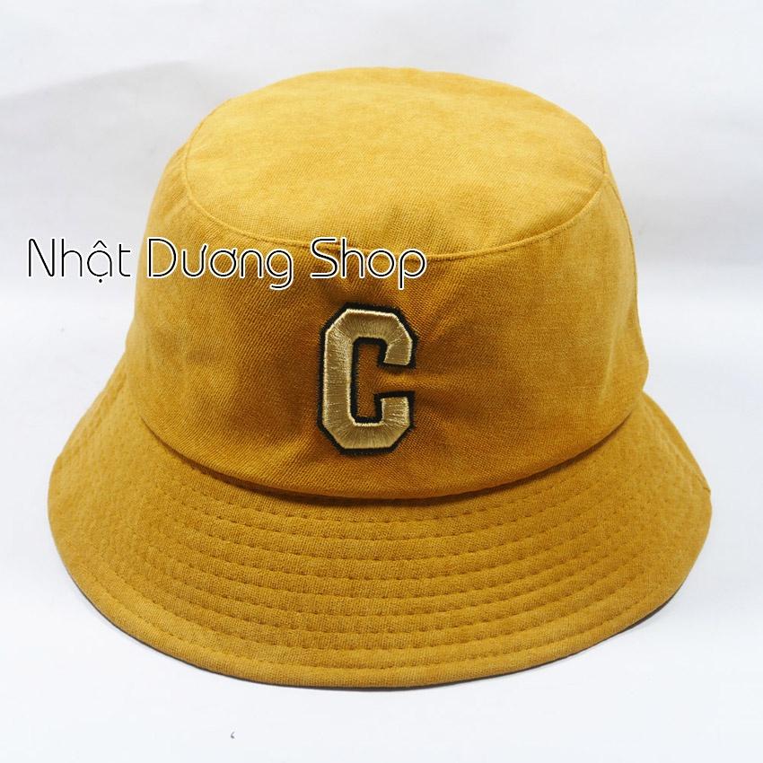 Mũ bucket vành cụp nhung thêu chữ C phong cách Nón tai bèo nam nữ unisex cao cấp