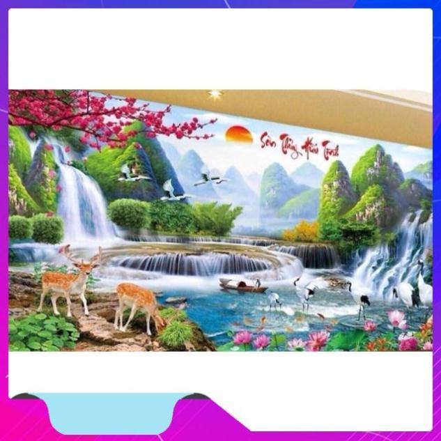 Tranh đính đá phong cảnh sơn thuỷ hữu tình 2m