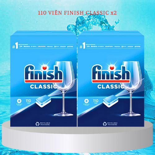 Combo 2 hộp viên rửa bát Finish 110 viên made in EU dùng cho máy rửa bát