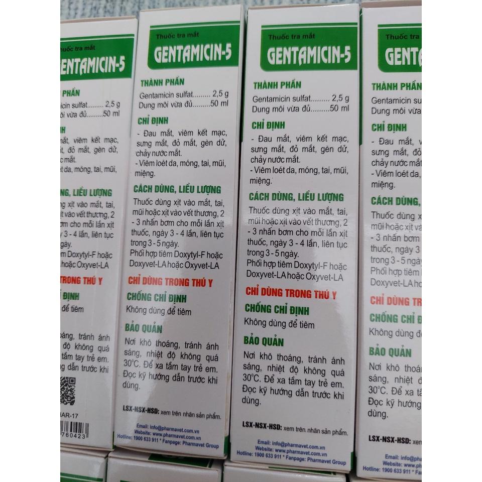 GENTAMICIN 5 - Xịt đau mắt, viêm loét da, xịt mắt dê, chó mèo, heo , bò,...