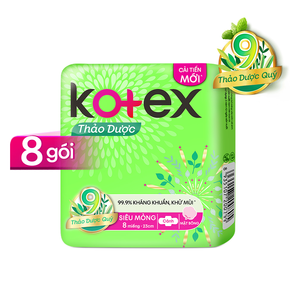 Băng vệ sinh Kotex thảo dược combo 8 gói