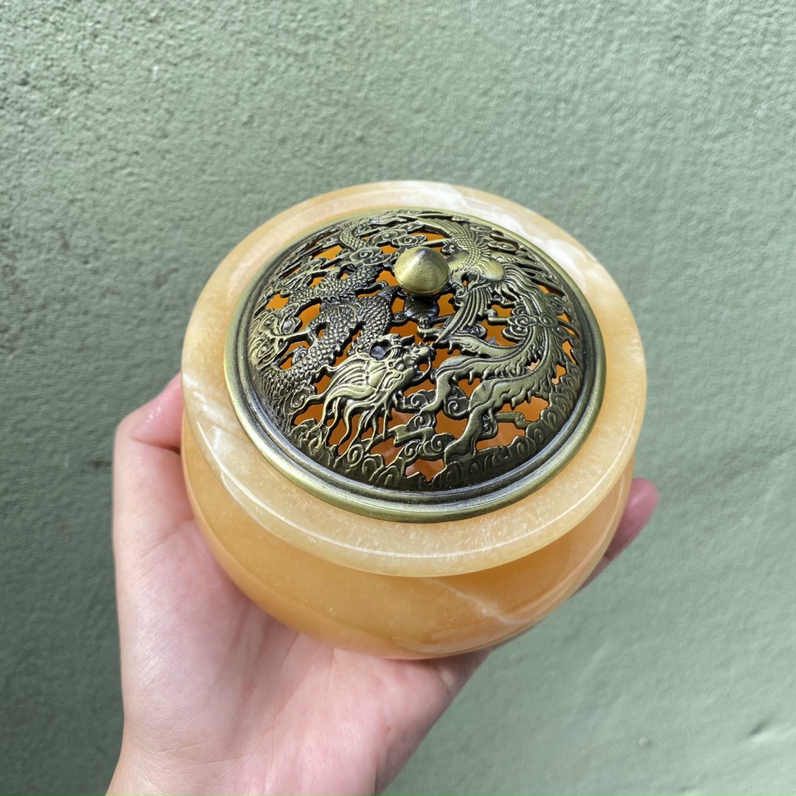 Bát Xông Trầm, Lư Xông Trầm Đá Ngọc Hoàng Long - Đường Kính 10cm