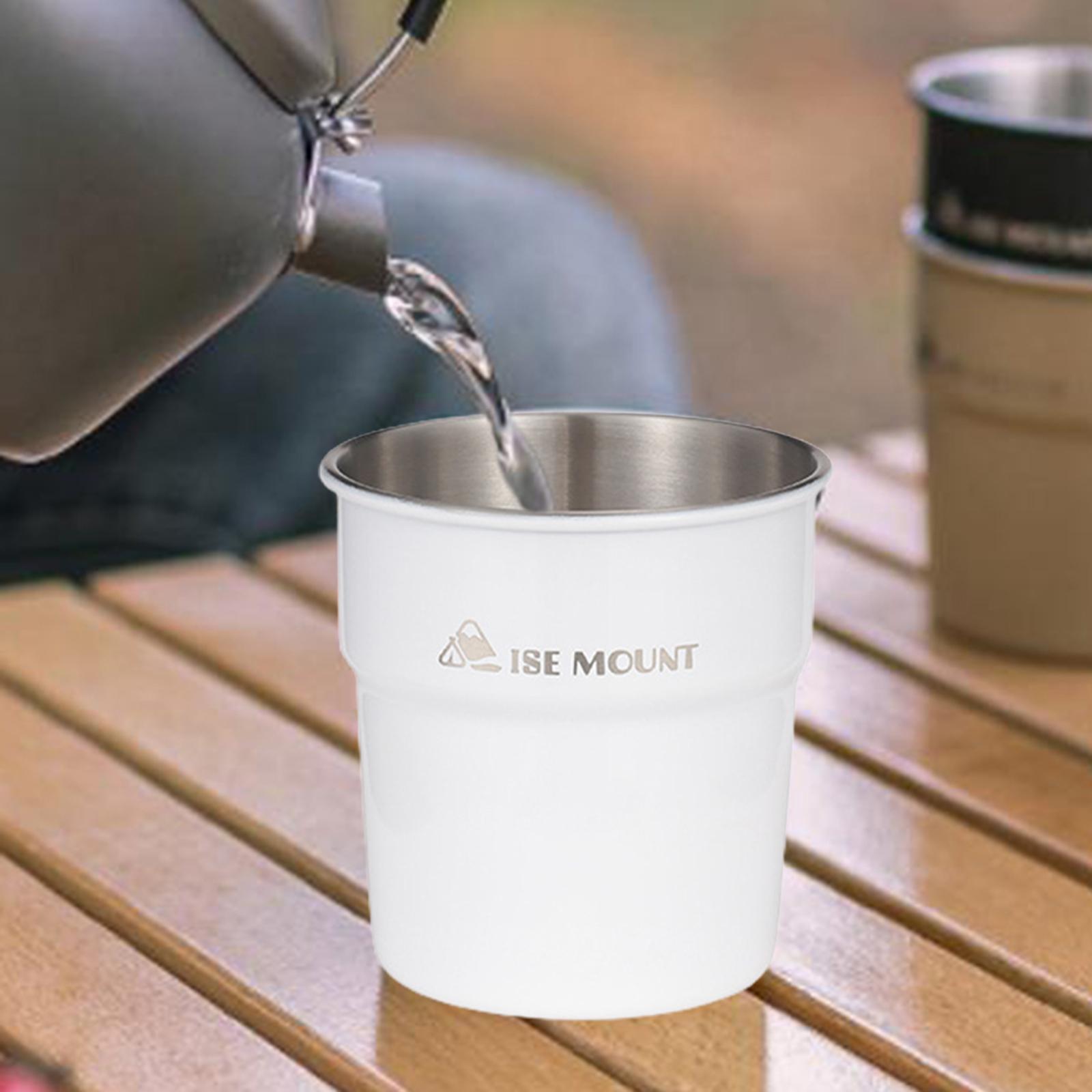 Camping Coffee Mug Stainless Steel Cup Drinking Glasses Ultralight Stackable Water Cup Travel Cup for Picnic Camping Campfire Travel Cooking