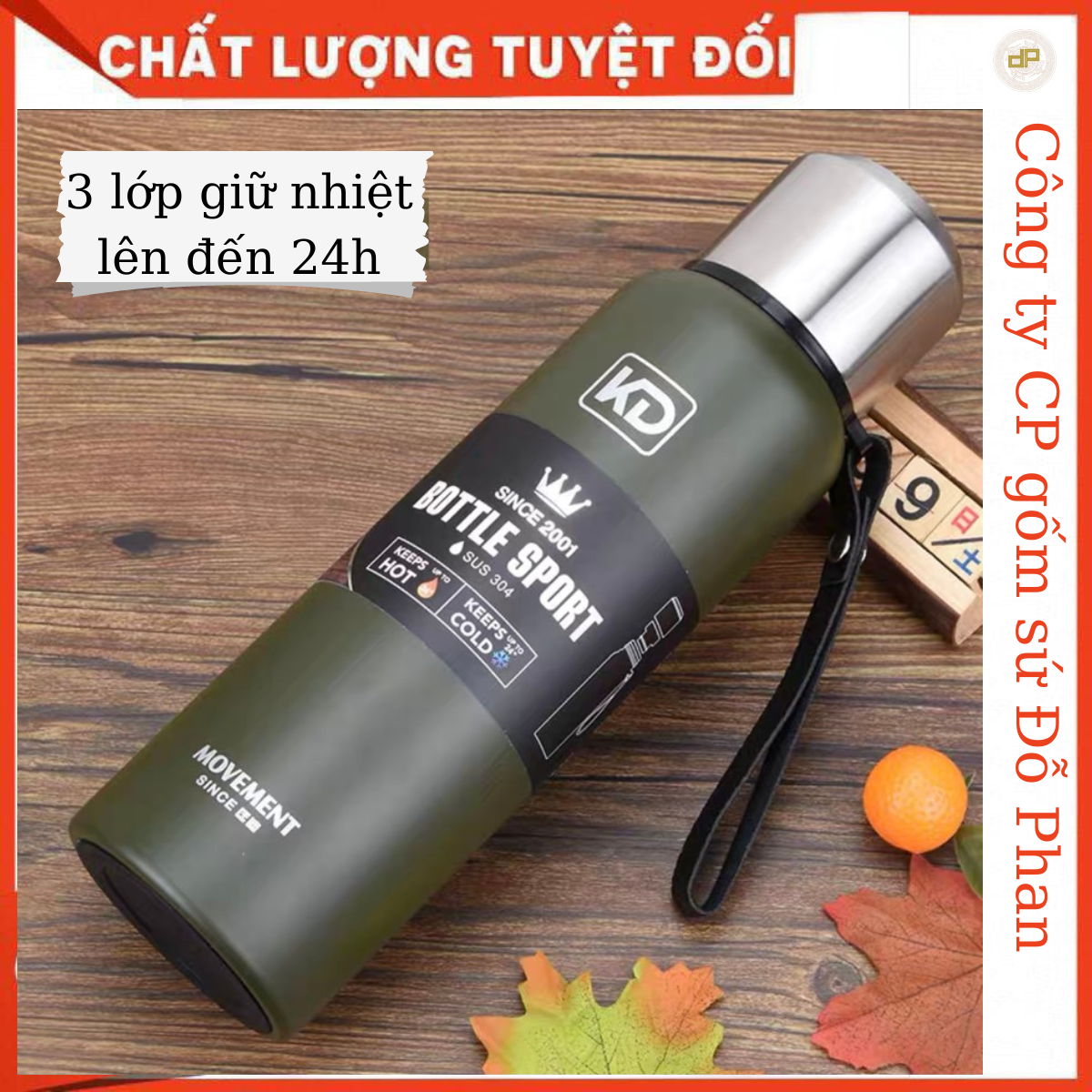 Bình giữ nhiệt inox 304 cao cấp siêu bền, giữ nóng +lạnh 24h, dung tích 520ml, 750ml, 1000ml, 1500ml