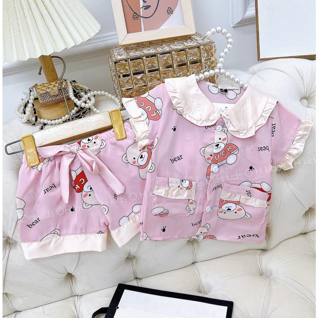 Đồ bộ bé gái, bộ pijama ngắn tay cho bé gái size 5-25kg chất lụa mango mềm mát