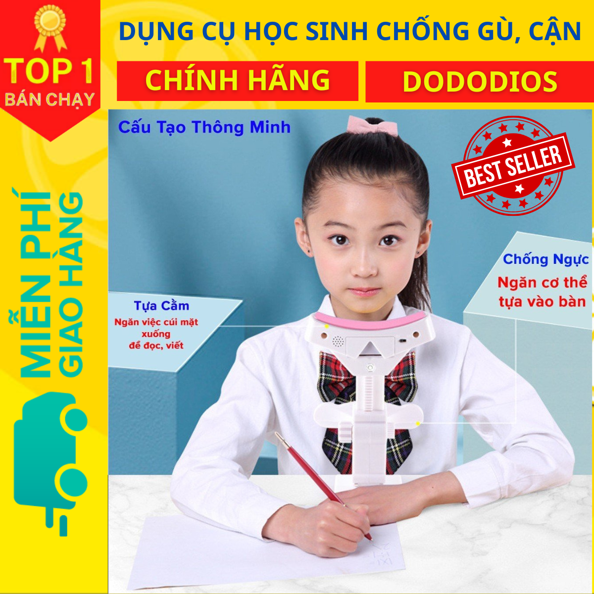 Bộ Giá Đỡ Cằm Chống Cận Thị Cải Tiến PRO Dụng Cụ Chống Gù Giúp Ngồi Thẳng Lưng Tặng 3 Con Cá Heo Luyện Chữ - Chính Hãng dododios