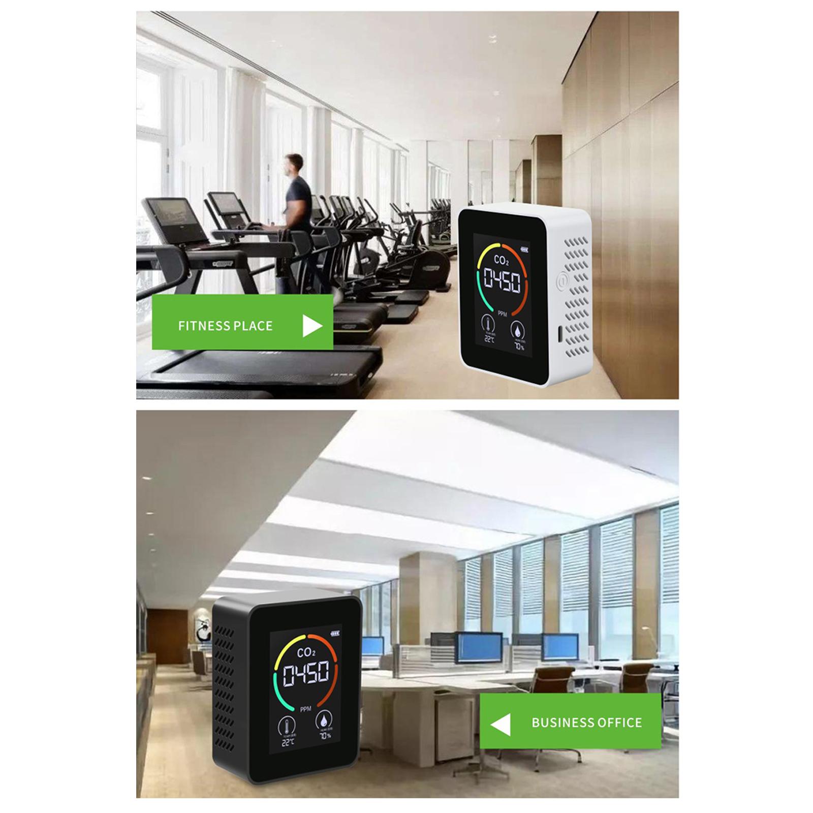Air Quality Monitor Indoor Home CO2 Meter Carbon Dioxide Detector Temperature Humidity Sensor Real Time Reading Rechargeable Battery