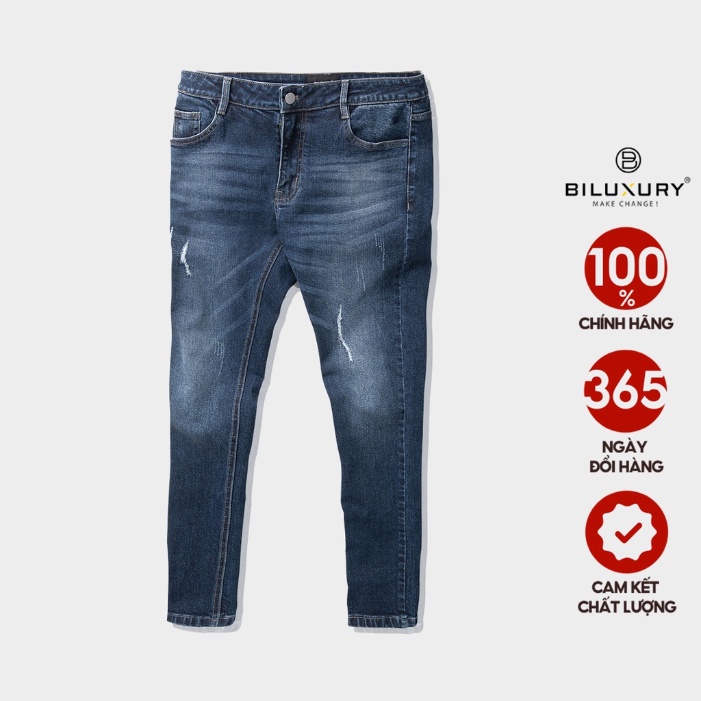 Quần jean bò nam Biluxury  dáng slimfit ôm nhẹ tôn dáng rách wash chất vải cao cấp 6QBDT008