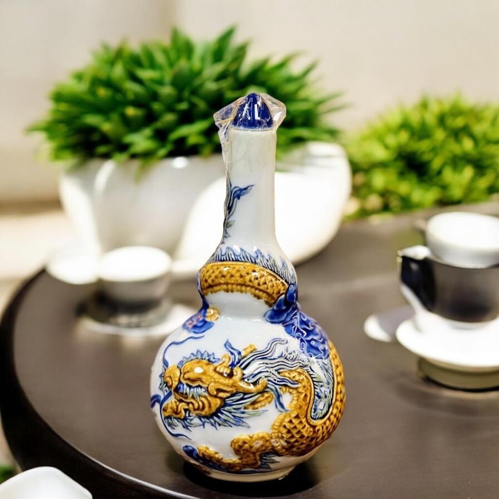 Bộ đồ thờ đắp nổi rạn xanh RỒNG VIỆT, hàng kỹ tinh xảo, Bộ đồ sứ thờ thần tài, đồ thờ gia tiên