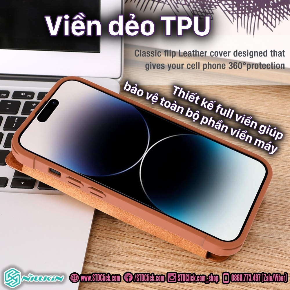 BAO DA DÀNH CHO ĐIỆN THOẠI IPHONE 14 PRO MAX NILLKIN QIN BẢO VỆ CAMERA