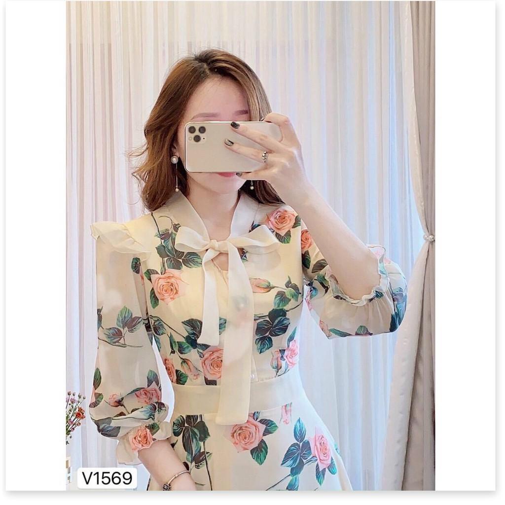 ĐẦM HOA NƠ PHỐI VOAN,THIẾT KẾ HỌA TIẾT HOA VÔ CÙNG SANG TRỌNG,ĐẶC BIỆT LÀ CHẤT LIỆU VÃI THOÁNG MÁT THỜI TRANG LANO STORE