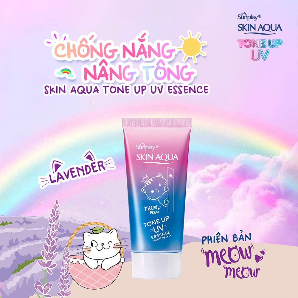 Tinh chất chống nắng nâng tông dành cho da khô/thường Sunplay Skin Aqua Tone Up UV Essence Lavender SPF50+ PA++++