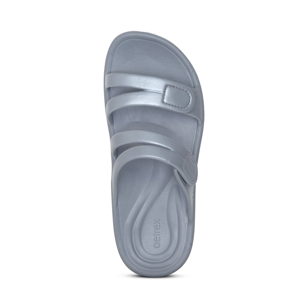 Dép quai ngang sức khoẻ nữ Aetrex Janey Sport Grey - nâng vòm, đệm mềm nhẹ