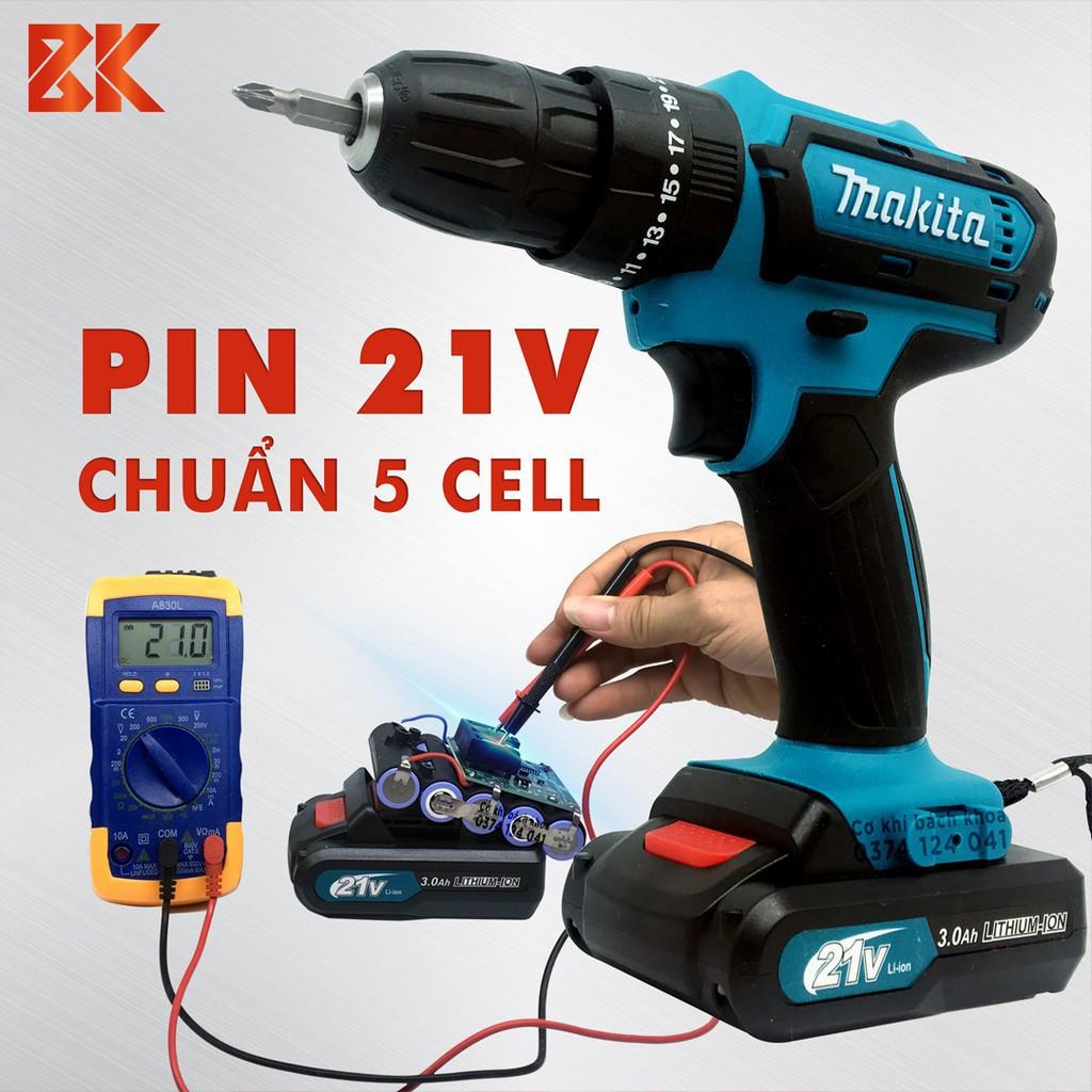 Máy Khoan pin MAKITA Có Búa 21V Kèm Phụ Kiện 24 chi tiết - Máy Khoan tường, bê tông, bắn vít, vặn vít 24V - 2Pin 5 Cell