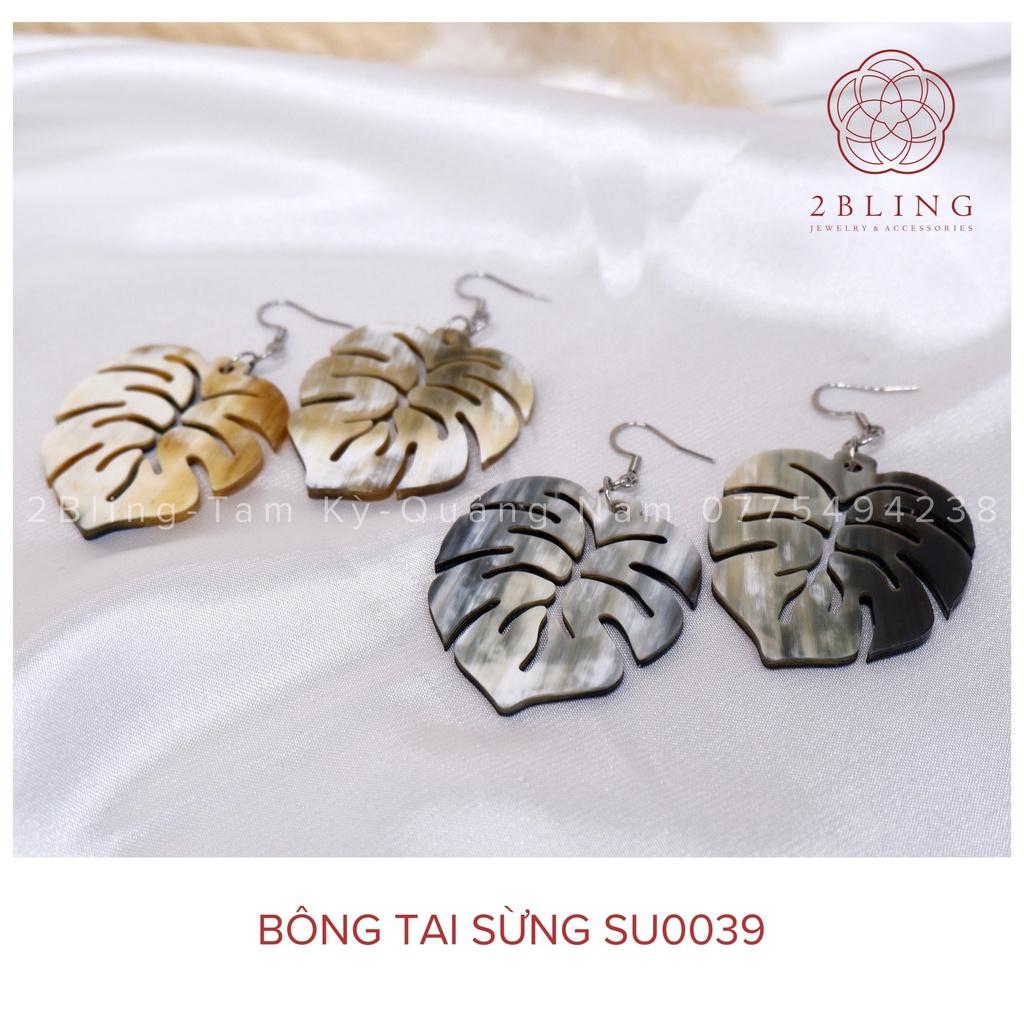 Bông tai sừng hình chiếc lá 2BLING thời trang SU0039