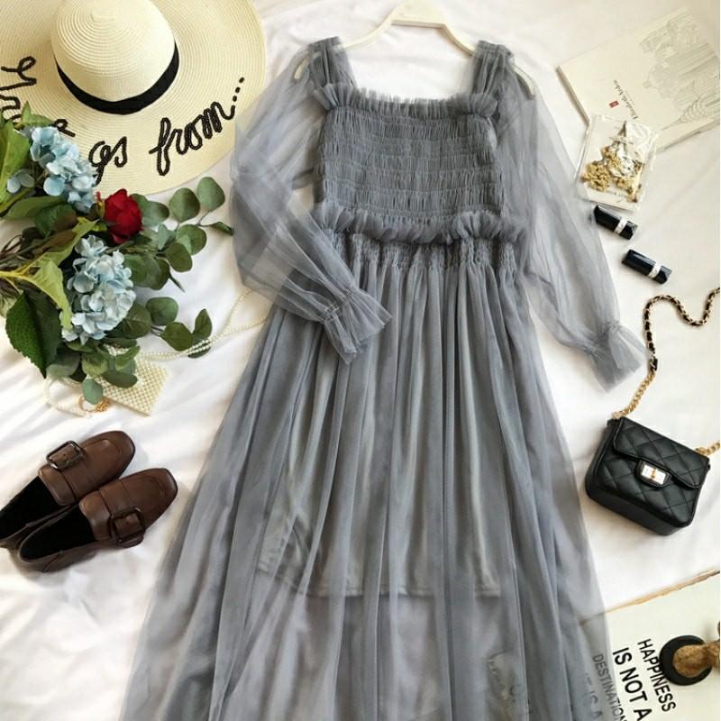Đầm Ulzzang tiểu thư cổ vuông