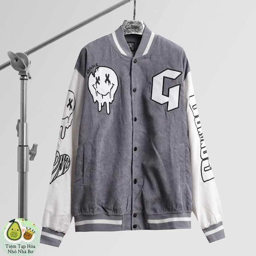 Áo Khoác Bomber Nhung Tăm Form rộng Unisex Freesize Áo Khoác Bóng Chày Gonz Siêu Hot Trendy AK01