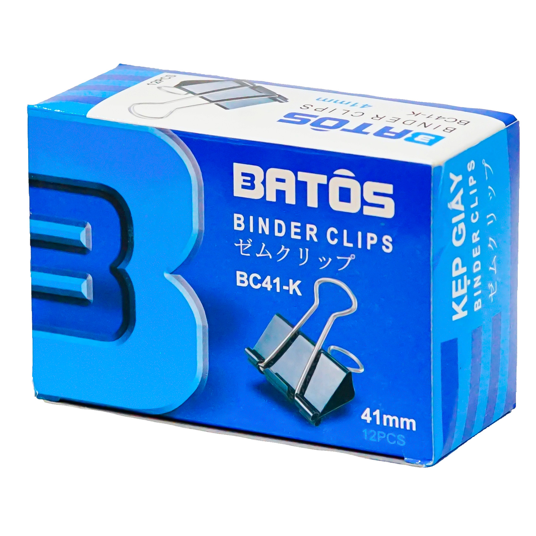 Kẹp bướm đen Batos 41mm PC-41K - Set 5 hộp, hộp 12 chiếc, kẹp sắt đen sơn tĩnh điện, chống gỉ