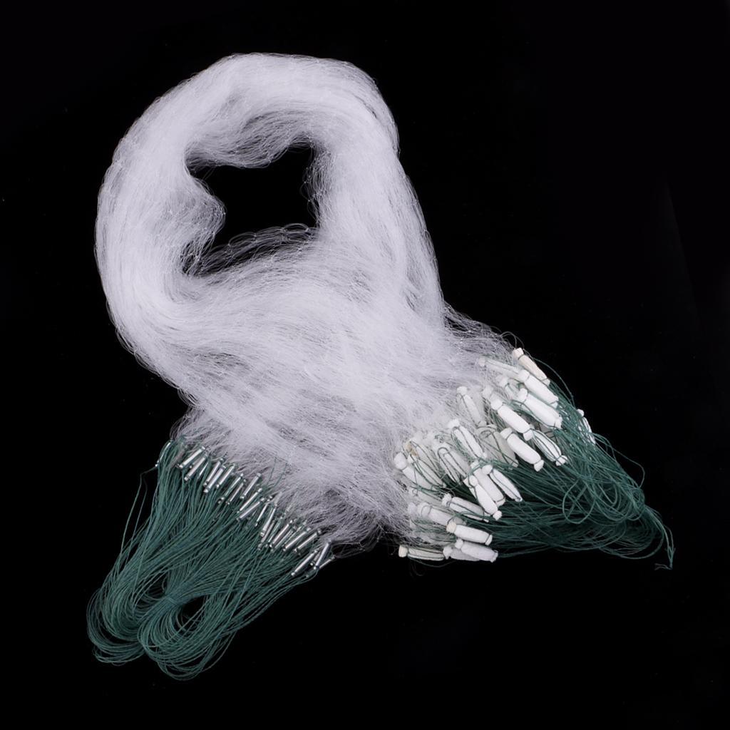 2Pcs 20m Polyethylene Sticky Single Layers Clear Green Bait Trap Monofilament Fishing Gill Net with Floating Screen Mesh Trap