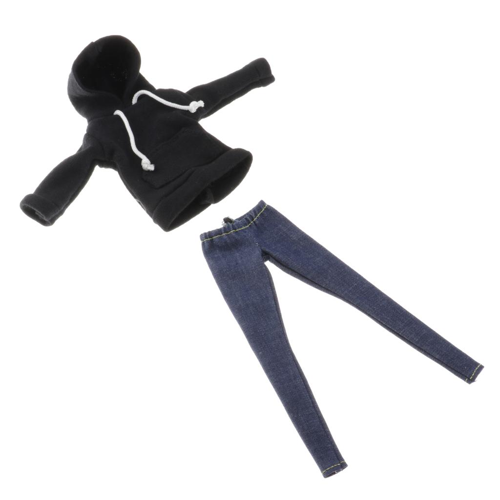 Dolls Hoodie And Jeans Pants For 1/6 Blythe Doll Dress Up Outfits Accs