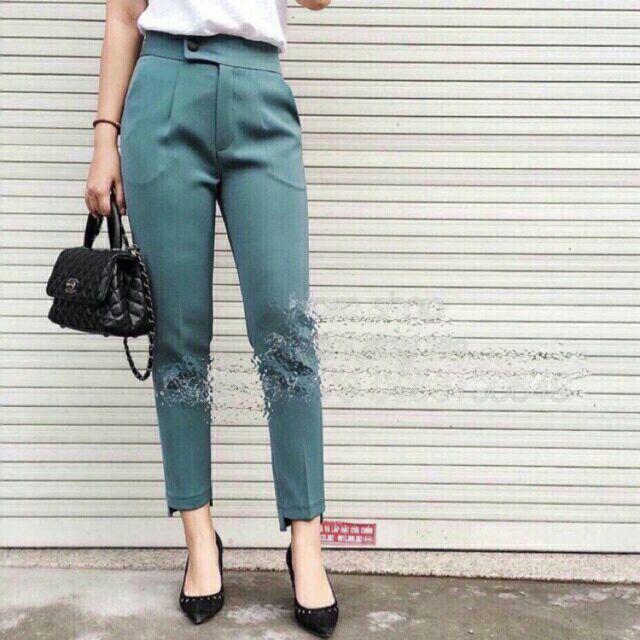 Quần baggy vải size S mẫu gấu lệch