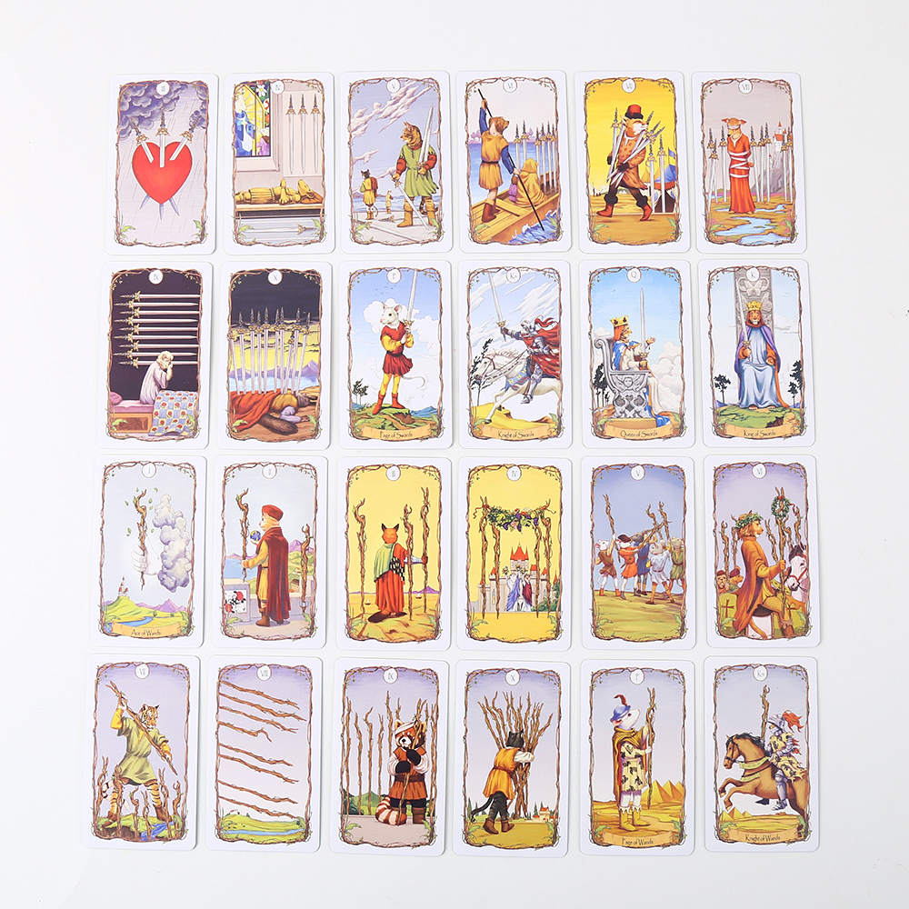 Bộ Bài Animal Tarot Hộp Thiếc 78 Lá 98x58 Mm Tặng Đá Thanh Tẩy