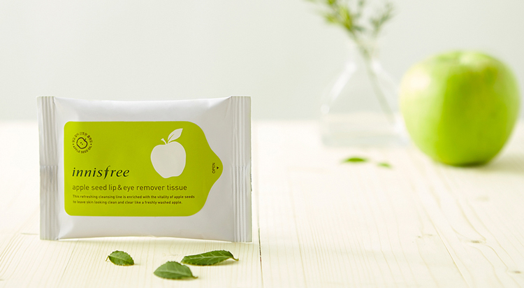 Khăn Ướt Tẩy Trang Mắt Và Môi Từ Hạt Táo Innisfree Apple Seed Lip &amp; Eye Make Up Remover Tissue (27g x 30 Miếng)