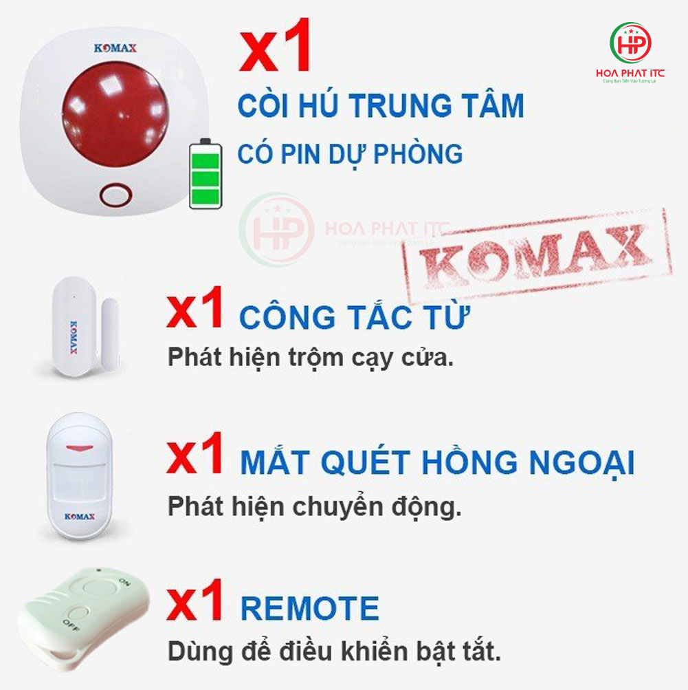 Bộ chống trộm không dây kết nối wifi Komax KM-T70W