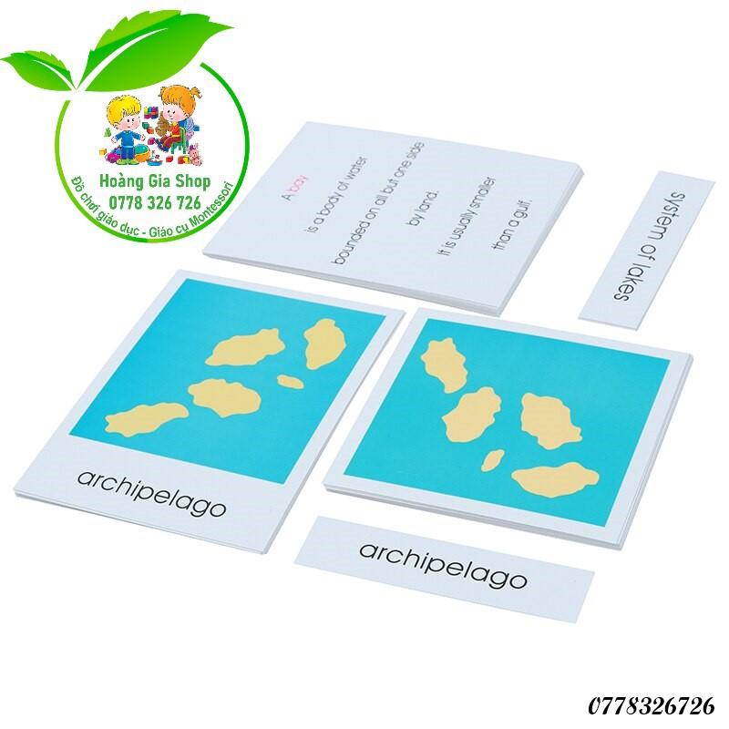 Thẻ học 3 phần các hình thái địa lý tạo từ đất và nước (Land and Water Form Cards)