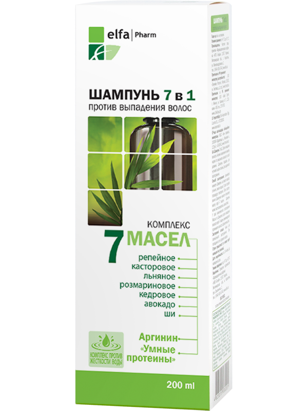 Dầu gội ngăn ngừa rụng tóc Elfa Pharm 7in1 chiết xuất từ bảy loại thảo dược 200ml