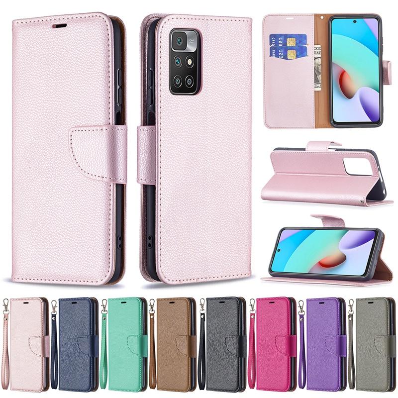 Ốp điện thoại da nắp gập kiểu ví đơn giản phong cách doanh nhân sang trọng cho XIAOMI REDMI 10