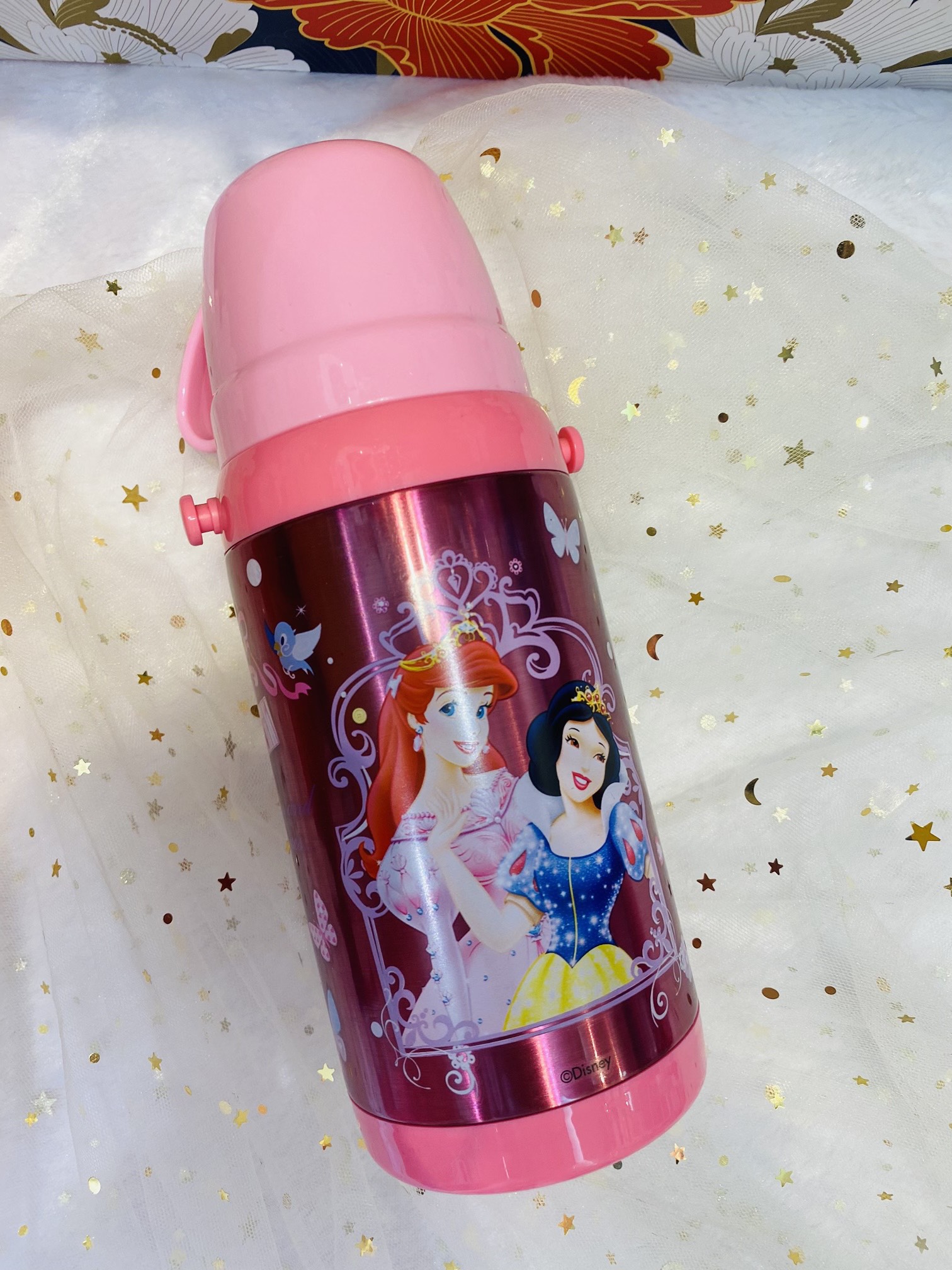 Bình nước giữ nhiệt hình công chúa Princess màu hồng cho trẻ em, các bé, học sinh -  - WD-3411PNC