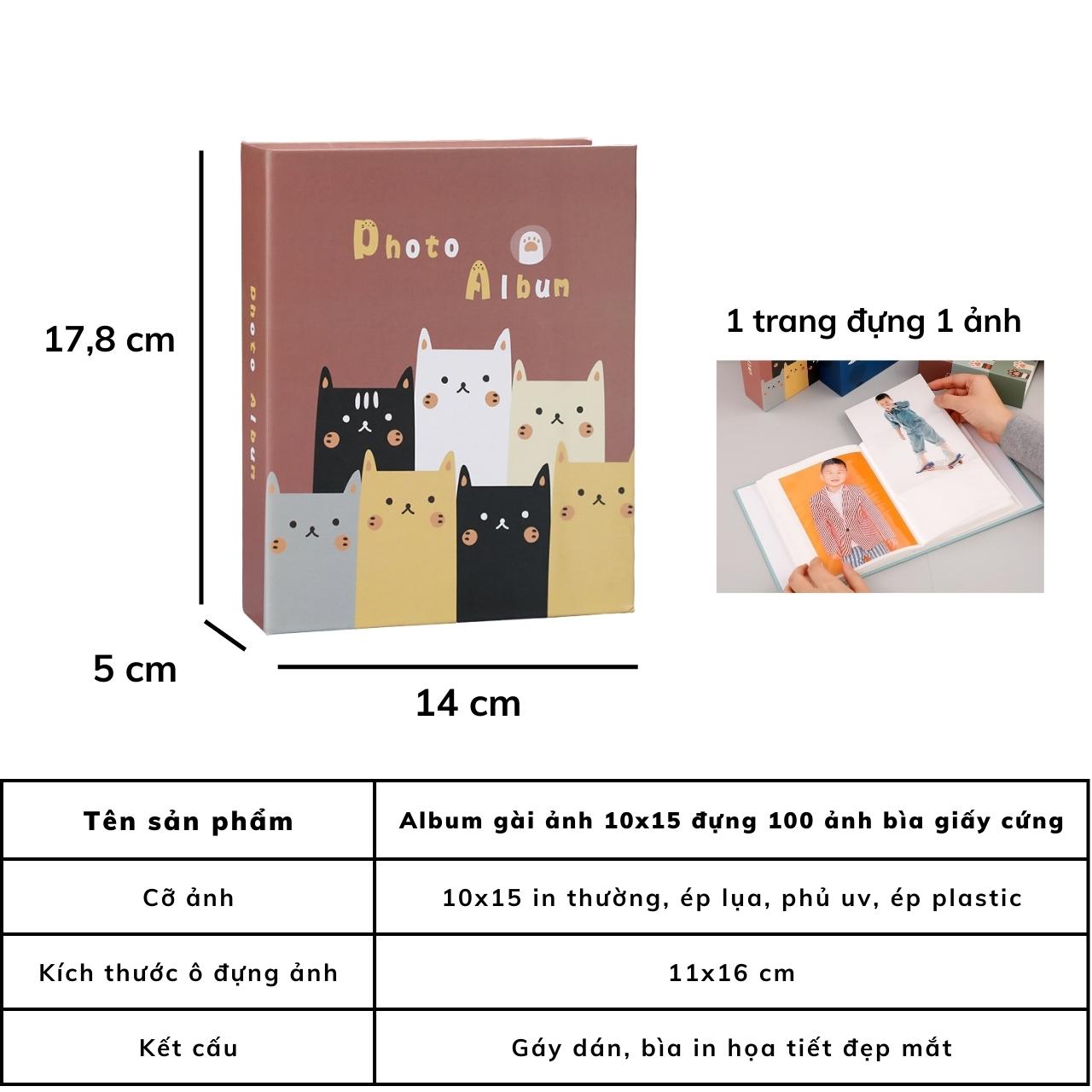 Album ảnh 10x15 đựng 100 tấm bìa giấy cứng giữ ảnh cho con, ảnh gia đình, quà tặng ý nghĩa