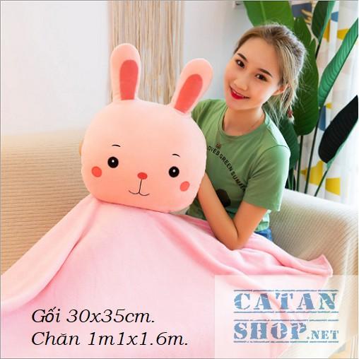 GỐI MỀN 3 in 1 hình thú ️ Khỉ Ếch Thỏ Sư tử, thun 4 chiều siêu mịn, bộ chăn gối văn phòng, gấu bông kèm mền GM75-GMMat